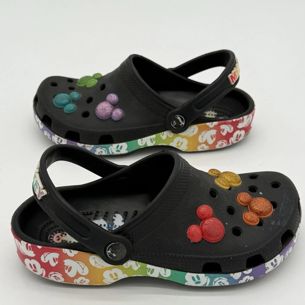 Crocs Classic Disney Mickey Mouse Rainbow Celebration Clogs Size 3